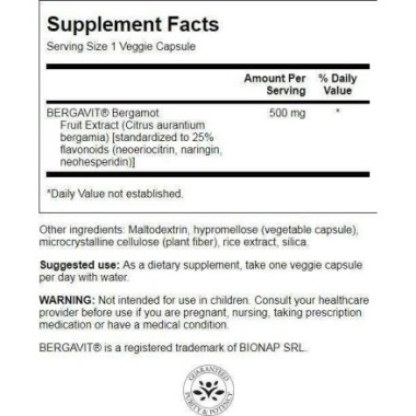 Bergamot Extract 500mg 30 Capsule, Swanson Bergamot Extract Beneficii: ajuta la ameliorarea depresiei, ajuta la scaderea nivelul