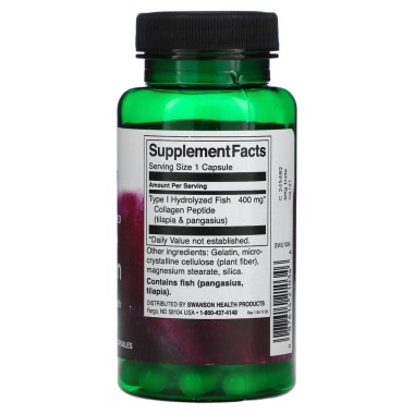 Swanson Type I Hydrolyzed Marine Collagen (Colagen marin) - 60 Capsule Beneficii Colagen marin: ajuta pielea, ajuta procesul res