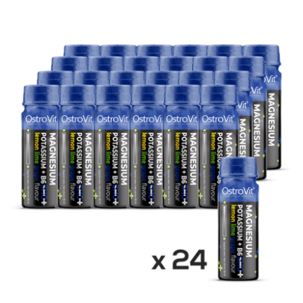 OstroVit Magnesium Potassium + B6 Shot 24x80 ml Beneficii Magnesium Potassium+B6 Shot: ajuta la reducerea oboselii, ajuta la men