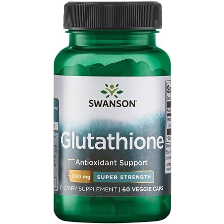 Swanson Glutathione - Super Strength 200 mg - 60 Capsule Beneficiile glutationului: reduce stresul oxidativ, poate ameliora psor