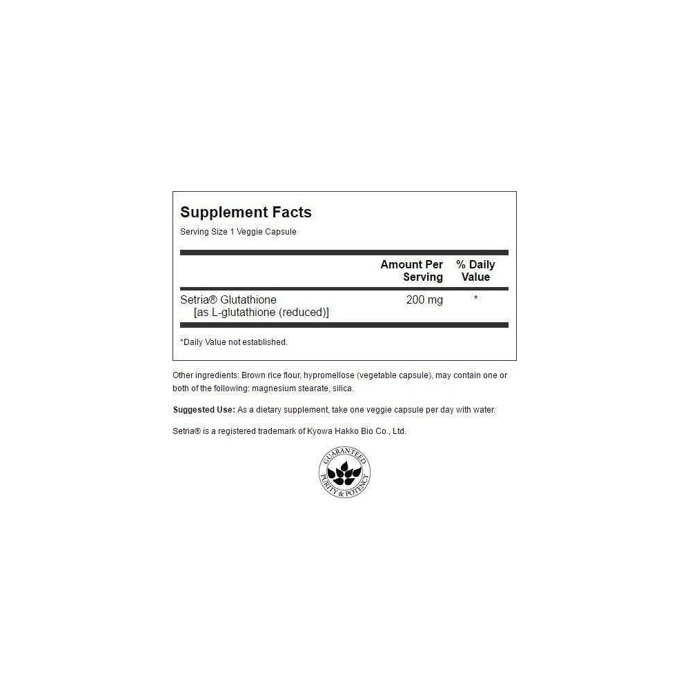 Swanson Glutathione - Super Strength 200 mg - 60 Capsule Beneficiile glutationului: reduce stresul oxidativ, poate ameliora psor