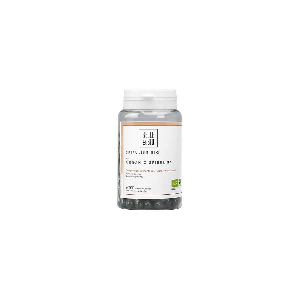 Belle&Bio Spirulina Bio - Spirulina Organica 100 Capsule Beneficii Spirulina Organica: in caz de oboseală, ofera vitalitate corp