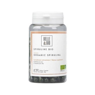 Belle&Bio Spirulina Bio - Spirulina Organica 100 Capsule Beneficii Spirulina Organica: in caz de oboseală, ofera vitalitate corp