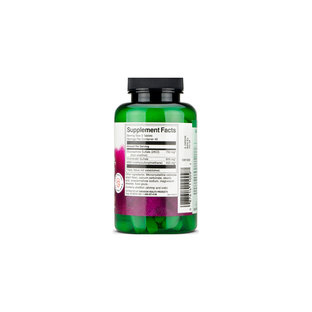 Swanson Glucosamine Chondroitin & MSM 500/400/200 - 120 Tablete Beneficii Glucosamine + MSM + Chondroitin: trei compusi de susti