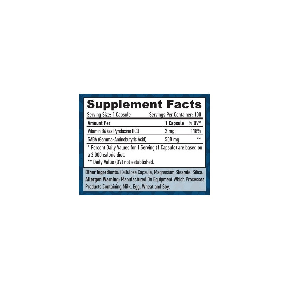 GABA + B6, 100 Capsule, Promoveaza relaxarea, sustine un somn linistit si odihnitor, imbunatateste recuperarea Beneficii GABA &a