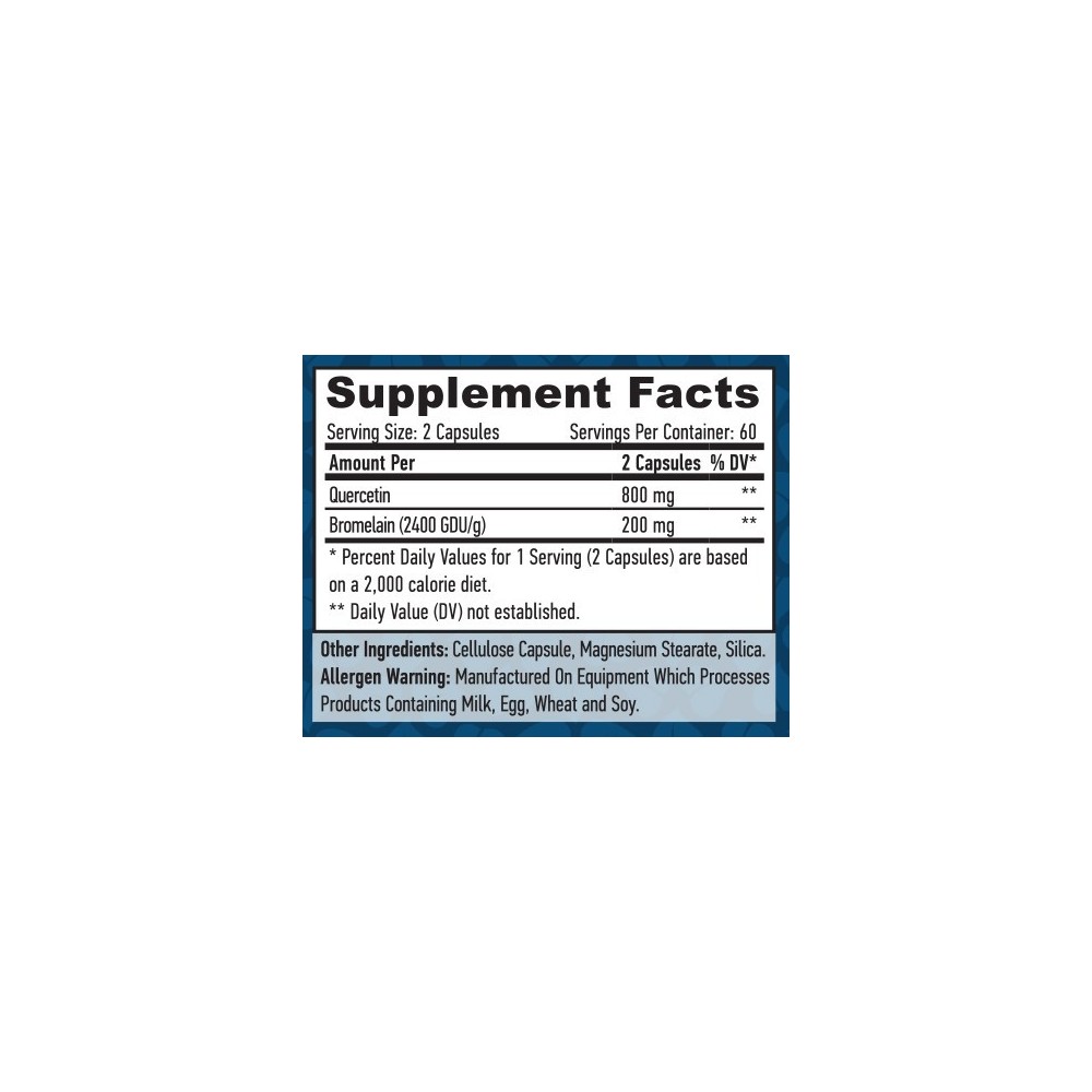 Quercetin with Bromelain, 120 Capsule, Sprijina sanatatea sinusurilor si promoveaza raspunsul histaminei sanatoase Beneficii Que