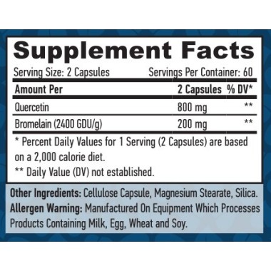Quercetin with Bromelain, 120 Capsule, Sprijina sanatatea sinusurilor si promoveaza raspunsul histaminei sanatoase Beneficii Que