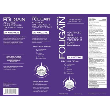 FOLIGAIN MINOXIDIL 2% Spuma regenerare par pentru Femei (177ml) 3 luni Minoxidil: dovedit stiintific ca regrupeaza parul scalpul