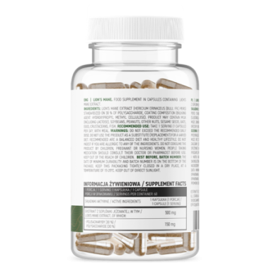 Lion's Mane vege - Coama leului 60 Capsule, OstroVit Lion's Mane vege - Coama leului Beneficii: nootropic, bun antioxidant, supo