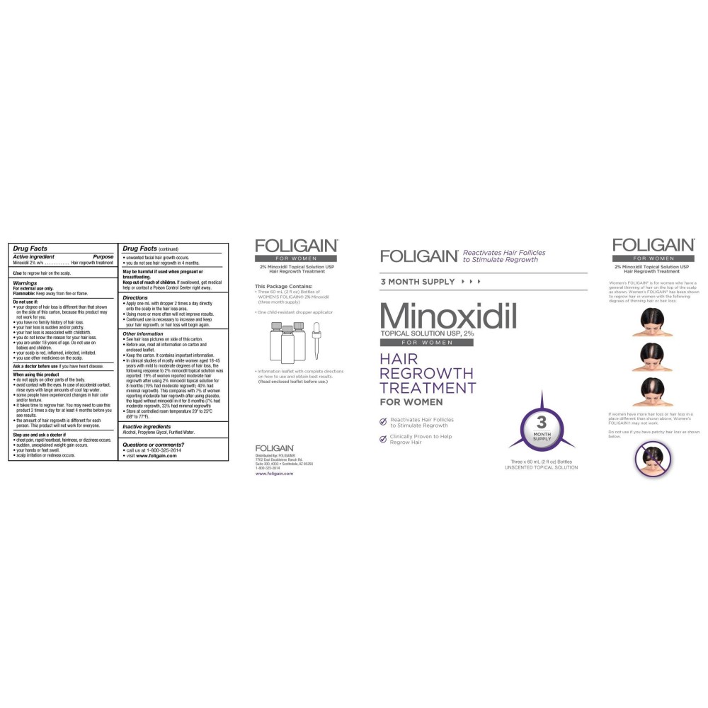 FOLIGAIN MINOXIDIL 2%, Regenerarea parului pentru femei tratament, 3 luni FOLIGAIN MINOXIDIL 2% Tratament pentru regenerarea par
