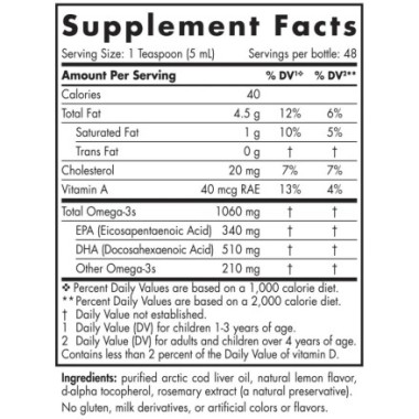 Nordic Naturals Arctic Cod Liver Oil - 1060mg Unflavored (Ulei de ficat de cod fara aroma) - 237 ml Beneficiile uleiului de fica