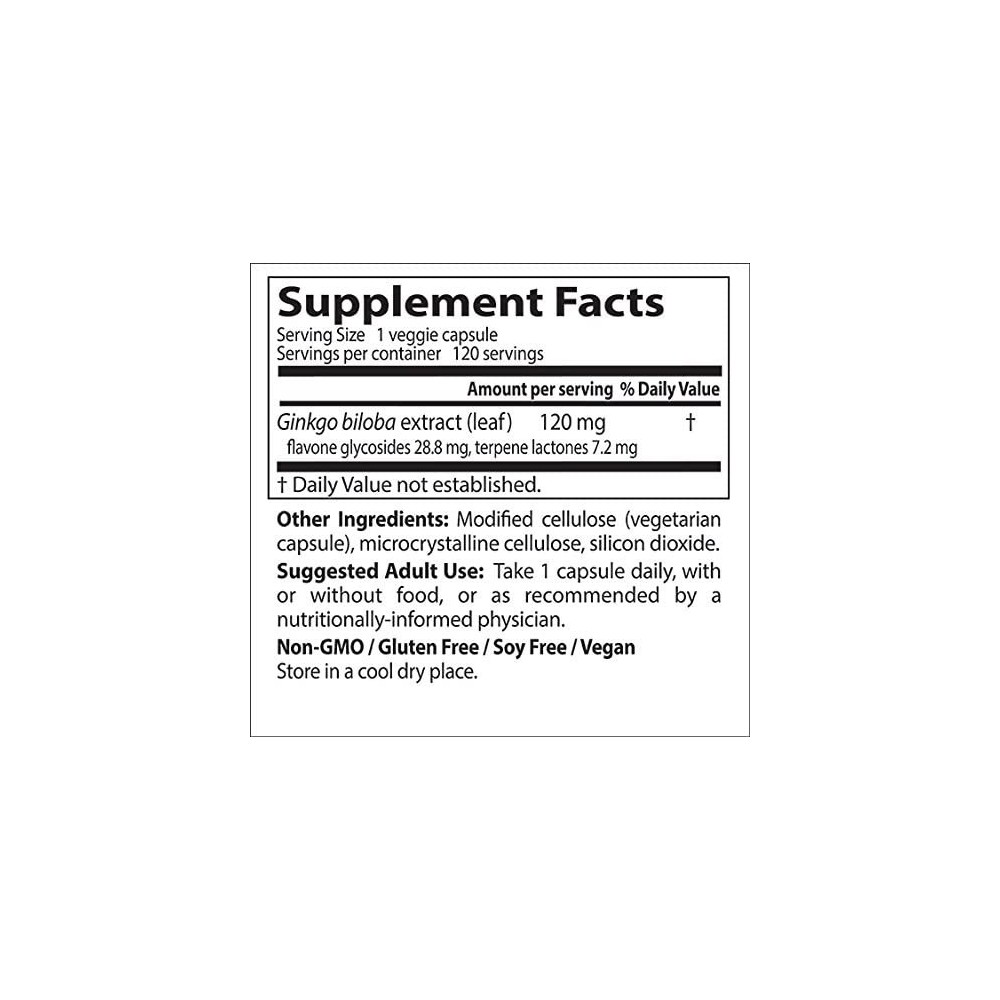 Doctor's Best Extra Strength Ginkgo - 120mg - 120 Capsule Beneficii Ginkgo- ajuta la sustinerea circulatiei in creier, ajuta la 