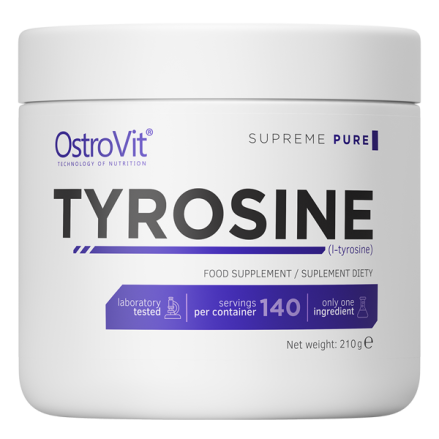 OstroVit Supreme Pure Tyrosine 210 grame Beneficii L-TYROSINE: stimuleaza eliberarea hormonului de crestere care determina crest