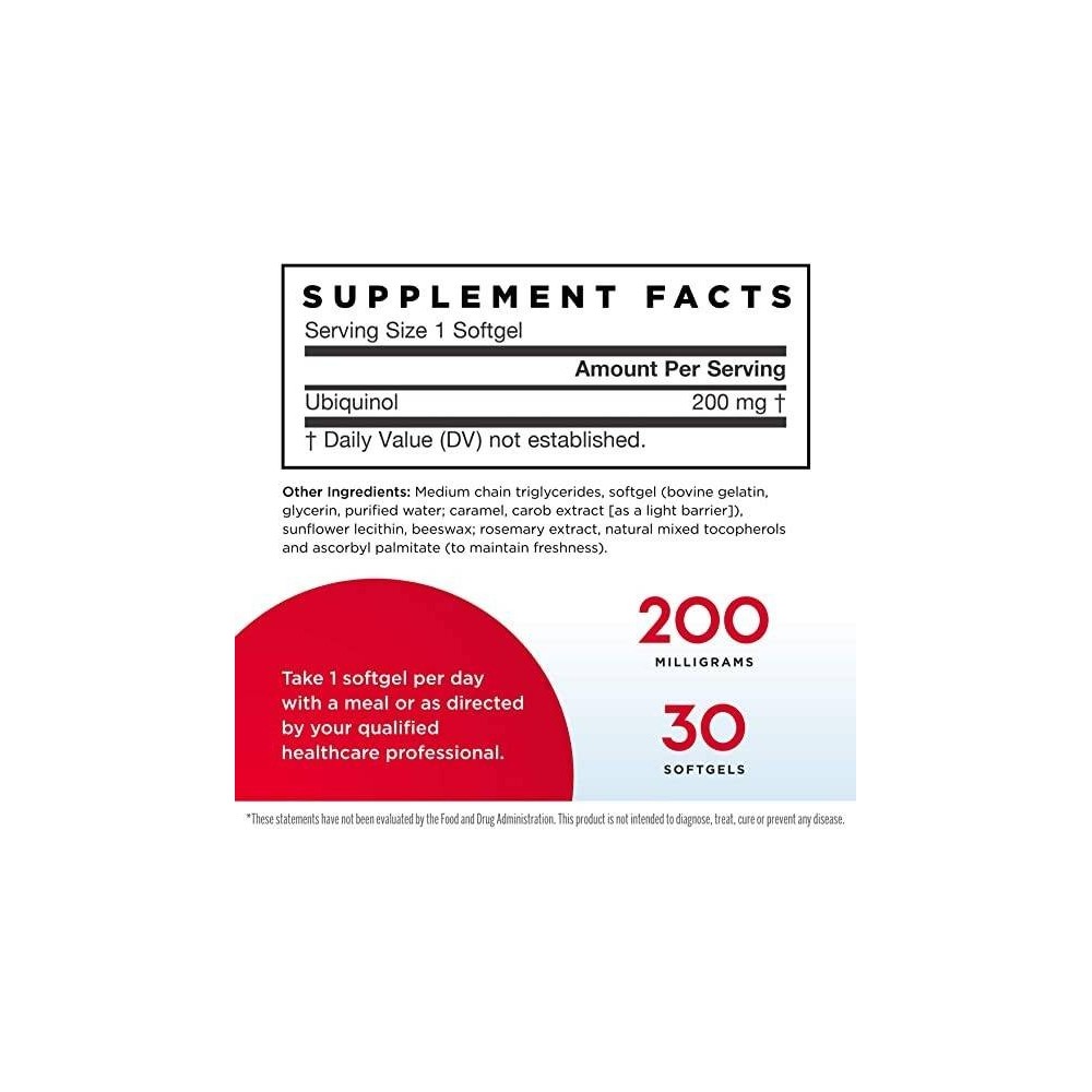 Jarrow Formulas Ubiquinol QH-absorb - 200mg - 30 Capsule Beneficii Ubiquinol QH-absorb: sustine functia cardiovasculara, prezint