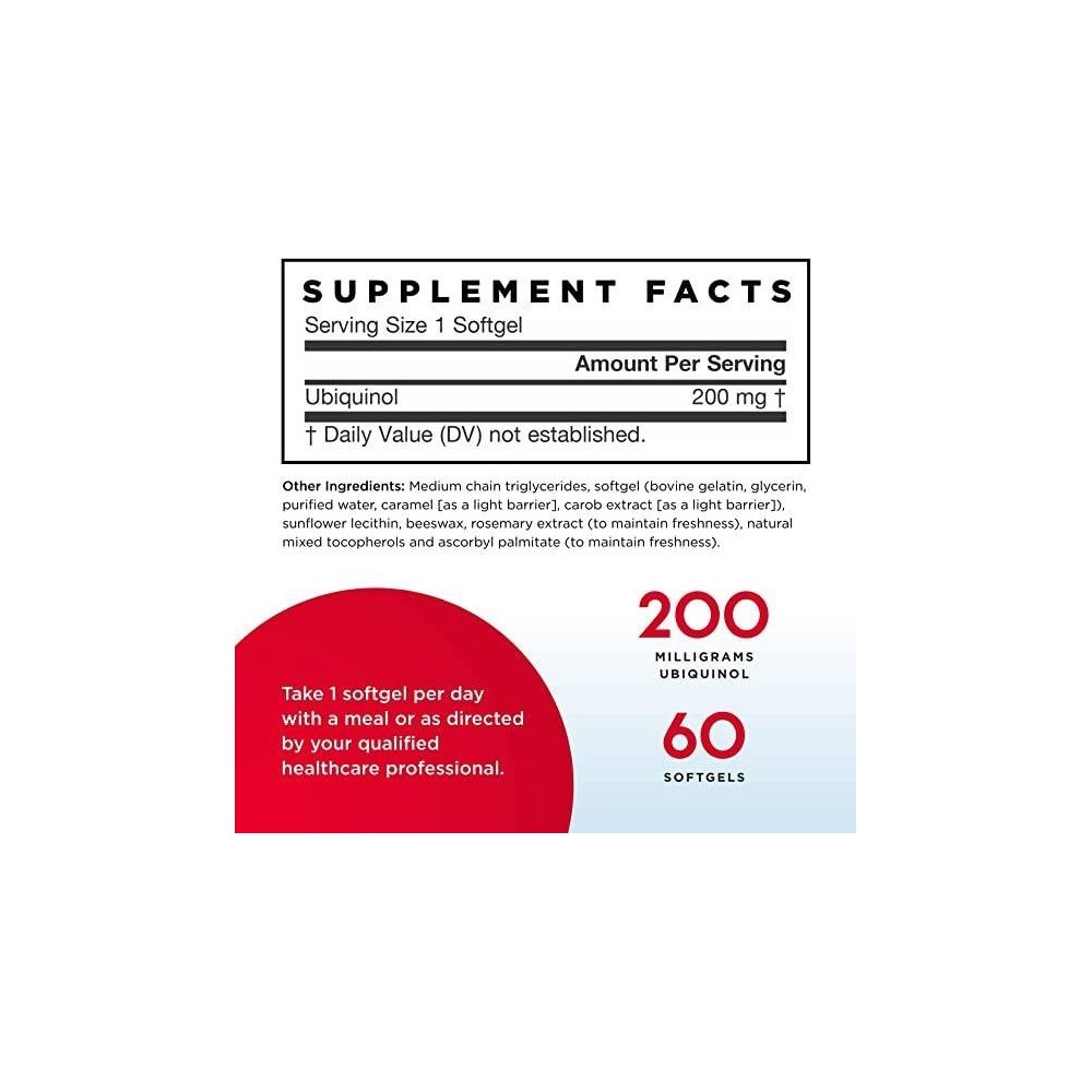 Jarrow Formulas Ubiquinol QH-absorb - 200mg - 60 Capsule Beneficii Ubiquinol QH-absorb: sustine functia cardiovasculara, prezint