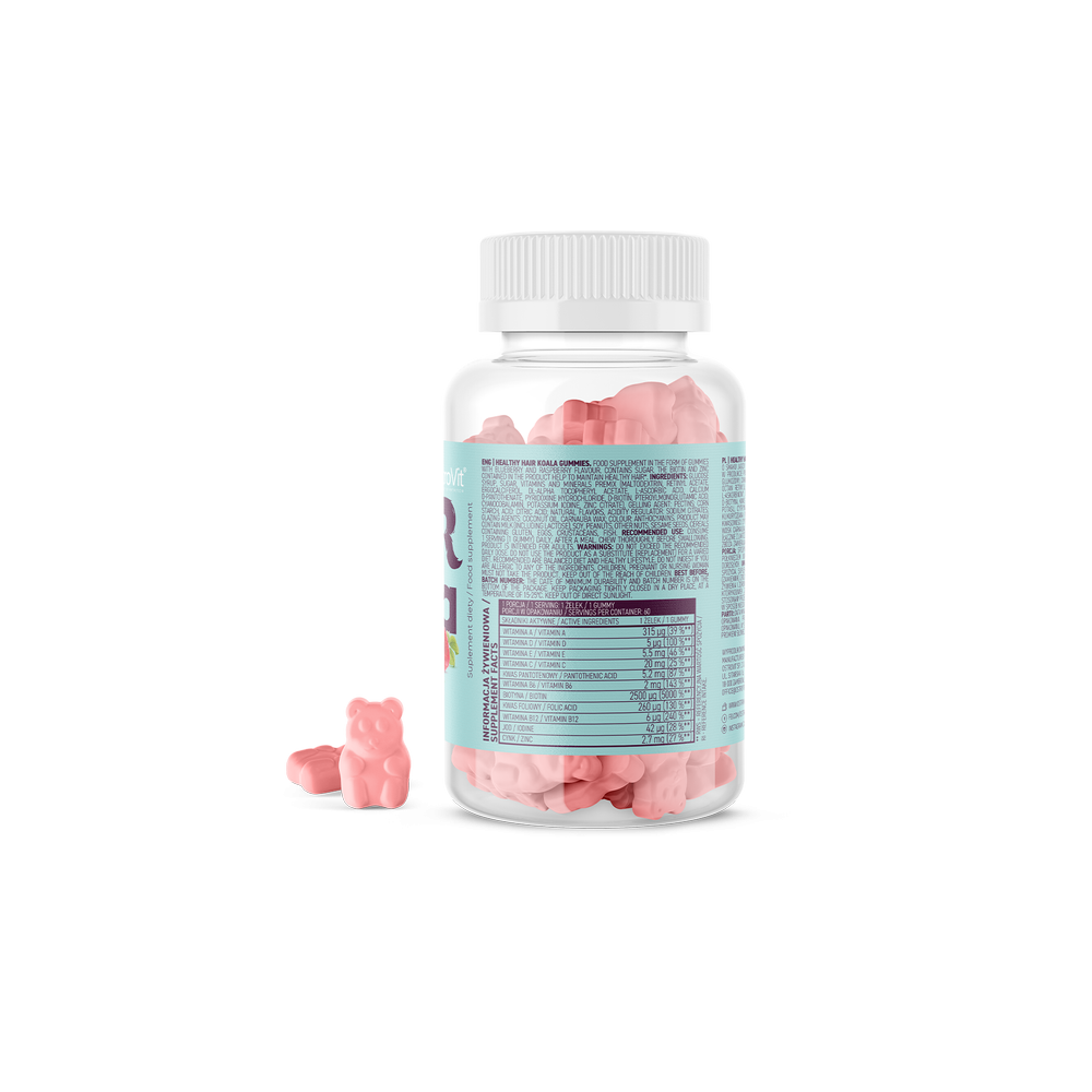 OstroVit Healthy Hair Koala Gummies 60 bucati (jeleuri Koala pentru par) Beneficii Healthy Hair Koala Gummies: sustine metabolis