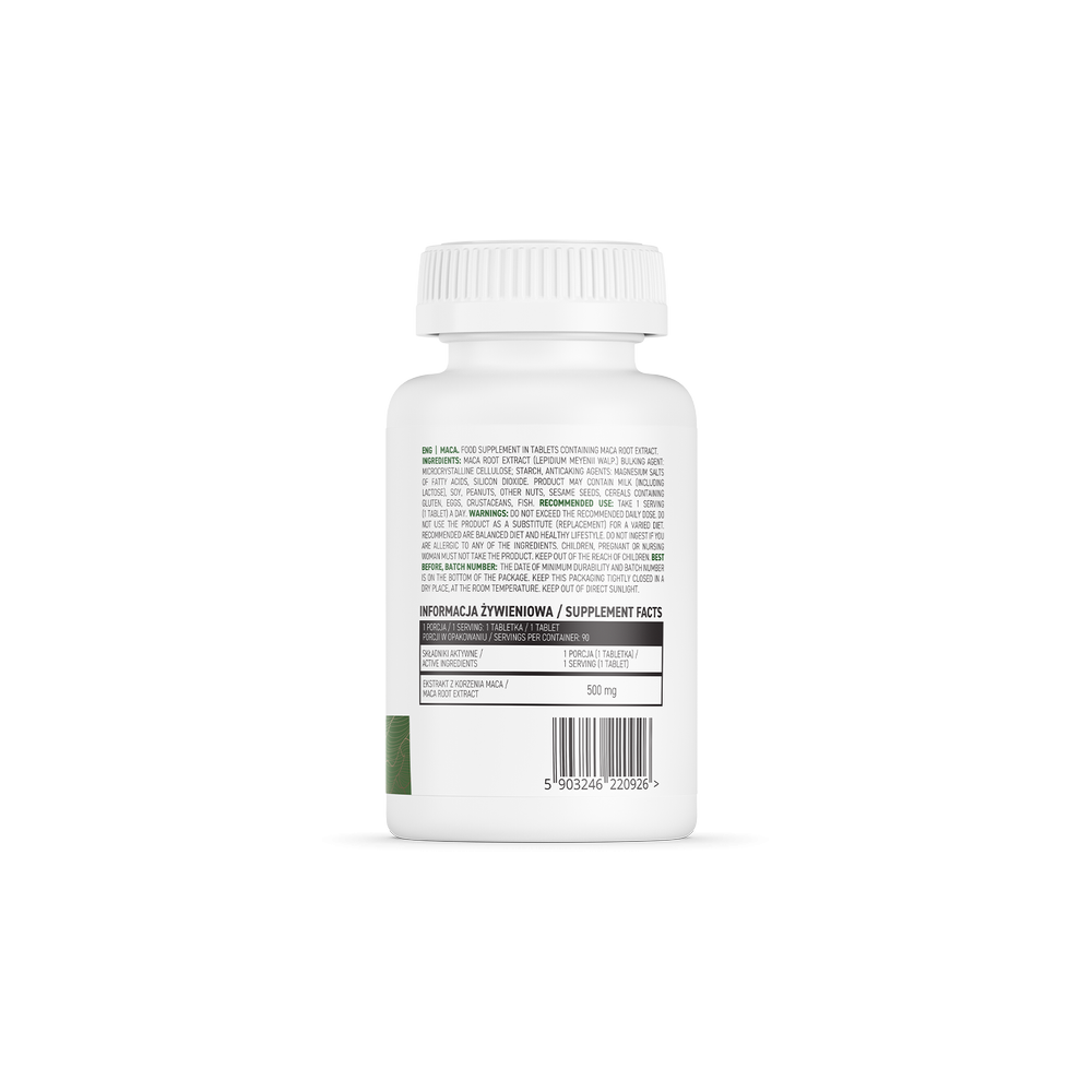 OstroVit Maca 90 Tablete Beneficii Maca: ajuta la cresterea libidoului, benefic in reducerea disfunctiei erectile, benefic in cr