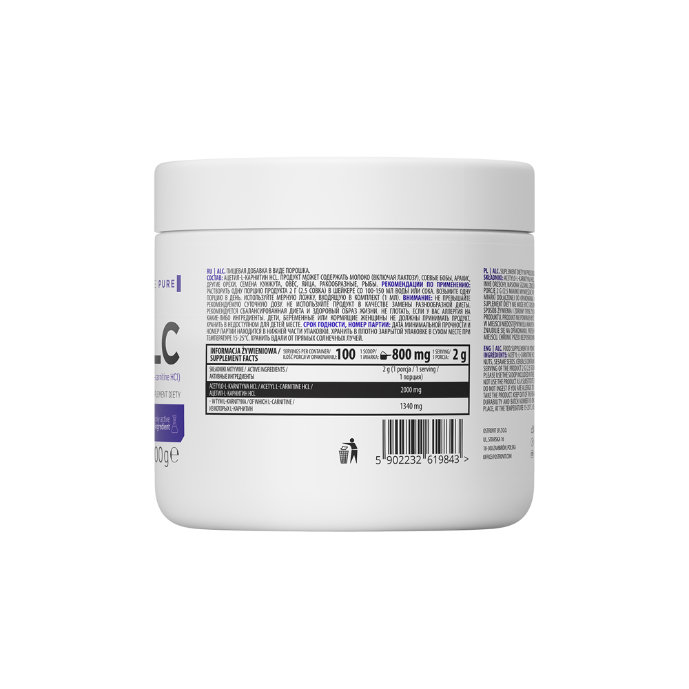 OstroVit ALC Acetyl L-Carnitine pudra 200 grame Beneficii ALC Carnitina: sprijina procesele de ardere a grasimilor (absorbtia de