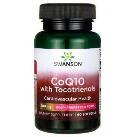 Swanson CoQ10 with 10mg Tocotrienols, 100mg - 60 Capsule (suport cardiovascular) Beneficii CoQ10: sustine sistemul cardiovascula