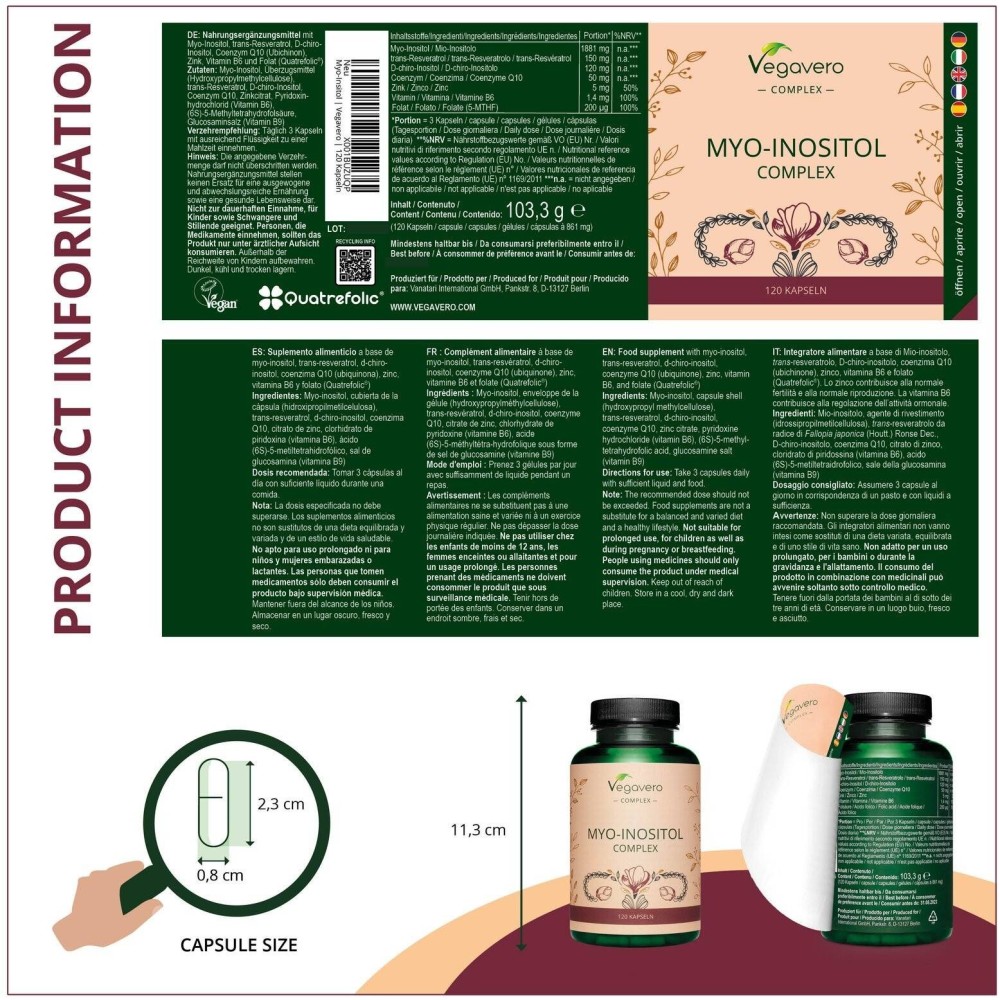 Vegavero Myo-Inositol Complex 120 Capsule Beneficii Myo-Inositol: va poate ajuta sa pierdeti in greutate, reduce problemele de o