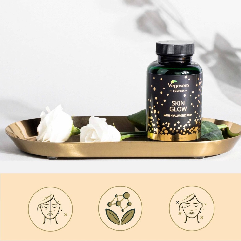 Vegavero Skin Glow Complex 120 Capsule BENEFICII SKIN GLOW COMPLEX: formula vegana unica, cu ingrediente de inalta calitate, det