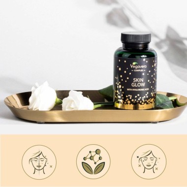 Vegavero Skin Glow Complex 120 Capsule BENEFICII SKIN GLOW COMPLEX: formula vegana unica, cu ingrediente de inalta calitate, det