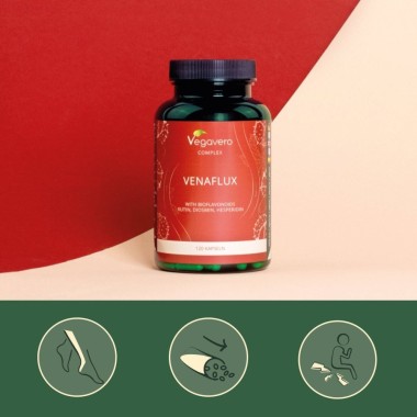 Vegavero Venaflux Complex 120 Capsule BENEFICII VENAFLUX: sprijina buna circulatie, produs din ingrediente 100% naturale, combin