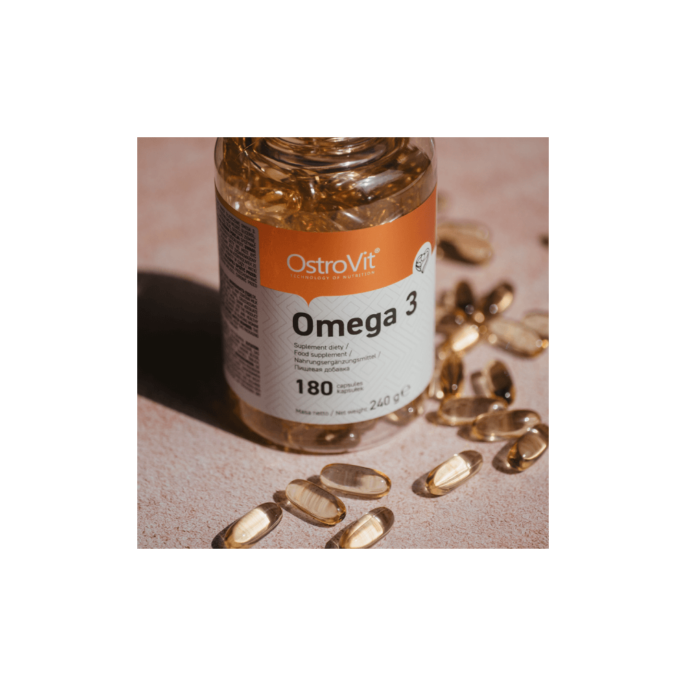 Omega 3 1000mg 180 Capsule, OstroVit Omega 3 ulei de peste beneficii: ofera un raport de 3:2 bazat pe dovezi de EPA:DHA, promove
