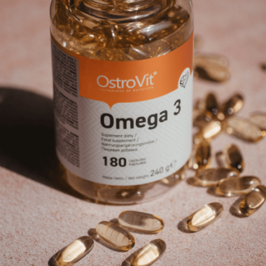 Omega 3 1000mg 180 Capsule, OstroVit Omega 3 ulei de peste beneficii: ofera un raport de 3:2 bazat pe dovezi de EPA:DHA, promove