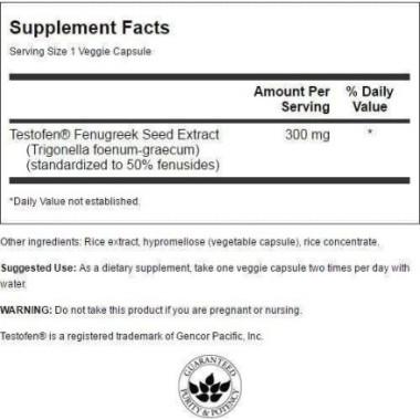 Swanson Testofen Fenugreek 300 mg - 60 Capsule Beneficii Fenugreek: sursa bogata de nutrienti, sustine procesele metabolice sana