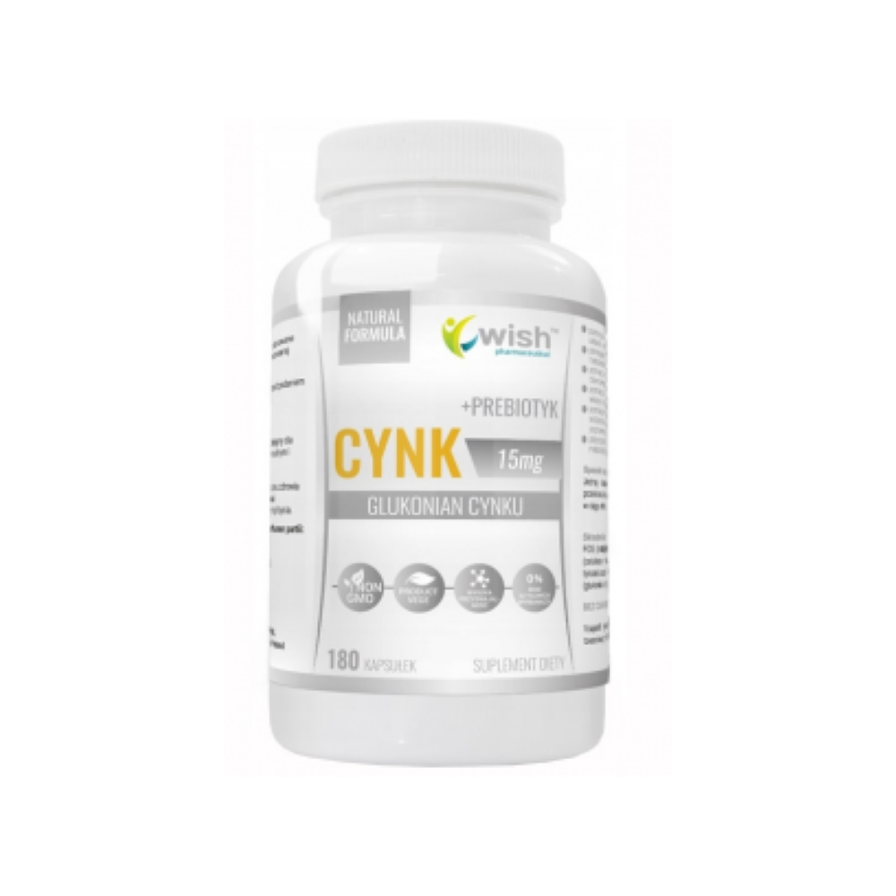 Wish Pharmaceutical Zinc Gluconate 15 mg + Prebiotic - 180 Capsule BENEFICII ZINC: reglarea proceselor metabolice si a activitat Wish Pharmaceutical Zinc Gluconate 15 mg + Prebiotic - 180 Capsule BENEFICII ZINC: reglarea proceselor metabolice si a activitat