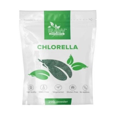 Raw Powders Chlorella Pudra 250 grame BENEFICII CHLORELLA: ajuta la mentinerea functionarii normale a sistemului imunitar, contr