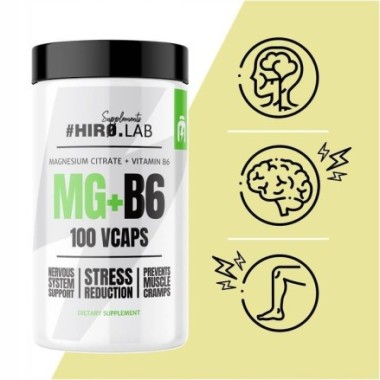 HiroLab Magnesium Citrate + Vitamin B6 - 100 Capsule BENEFICII MAGNEZIU CITRAT SI VITAMINA B6: minimizeaza slabiciunea corpului 