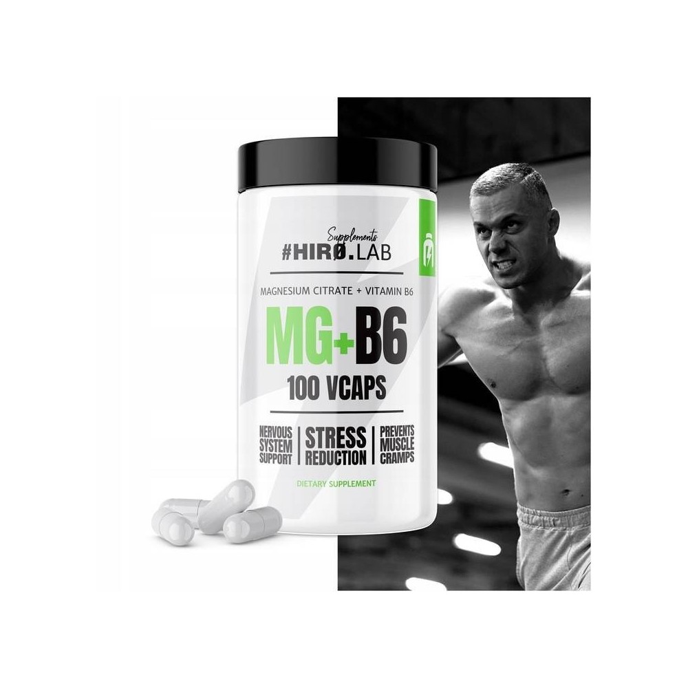 HiroLab Magnesium Citrate + Vitamin B6 - 100 Capsule BENEFICII MAGNEZIU CITRAT SI VITAMINA B6: minimizeaza slabiciunea corpului 