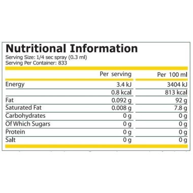 Pure Nutrition USA Spray pentru gatit - 250 ml Beneficii Spray pentru gatit: fără lipire la gătit, gătit cu grăsimi reduse, cole