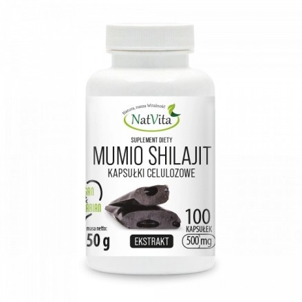 NatVita Mumio Shilajit Extract 500 mg - 100 Capsule BENEFICII MUMIO SHILAJIT- sustine sanatatea creierului, minimizeaza efectele