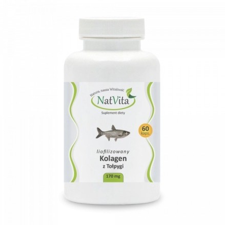 NatVita Colagen din Tołpyga, liofilizat 170 mg - 60 Capsule BENEFICII COLAGEN- reduce liniile fine si ridurile, imbunatateste hi