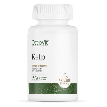 Ostrovit Kelp 250 Tablete (Supliment glanda tiroida) Beneficii Iod: menține un metabolism normal, acționează ca un antibiotic în