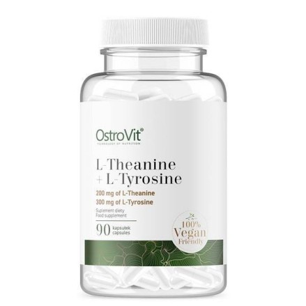 Theanine + Tyrosine VEGE (Teanina + Tirozina) 90 Capsule, OstroVit L-Teanina + L-Tirozina beneficii: Maximizeaza efectele cofein