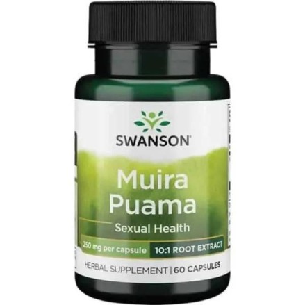 Swanson Muira Puama, 250 mg (10:1) - 60 Capsule Beneficii Radacina Muira Puama: imbunatateste functia erectila, faciliteaza cres