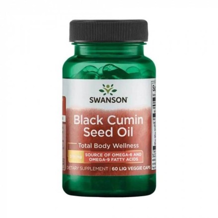 Swanson Black Cumin Seed Oil (ulei din semințe de chimen negru) 500 mg, 60 Capsule lichide Beneficii: Susține sănătatea digestiv