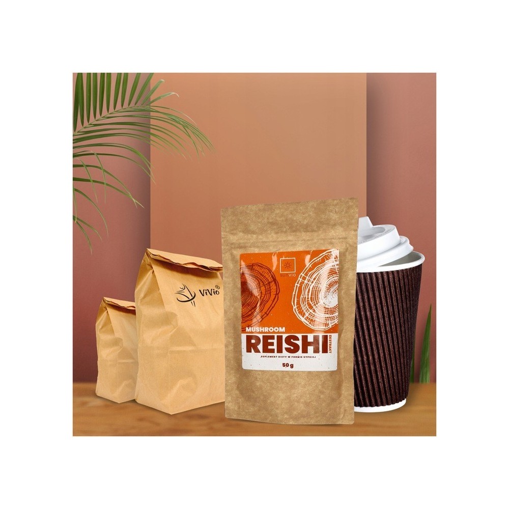 ViVio Reishi Mushroom Extract 10:1 - 50g Beneficii Reishi- intareste sistemul imunitar, lupta impotriva oboselii si a depresiei,