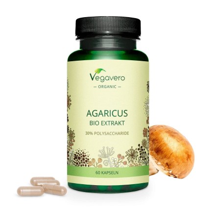 Vegavero Organic Agaricus 600 mg, 60 Capsule BENEFICII AGARICUS: sustinerea sistemului imunitar, mentinerea sanatatii aparatului