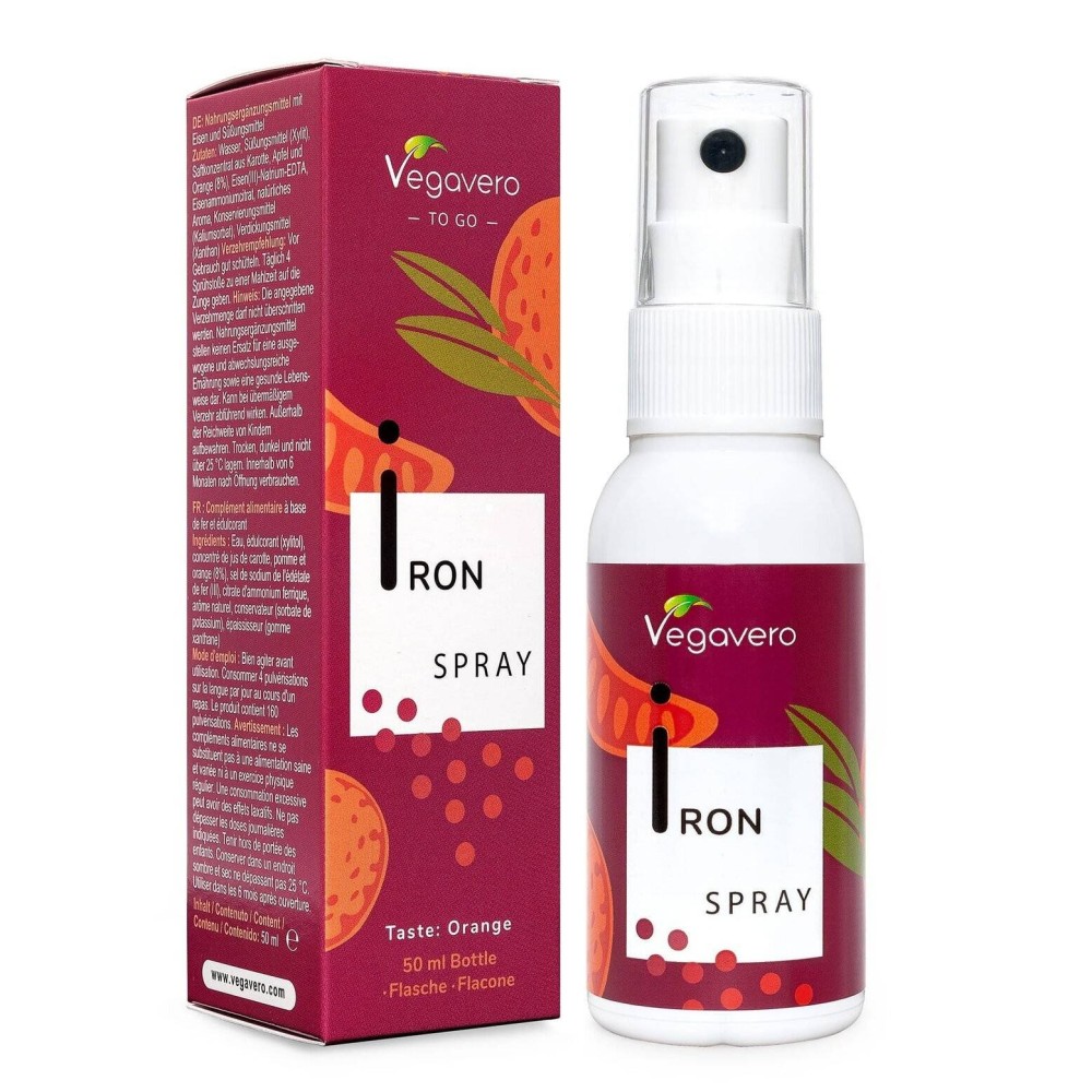 Vegavero, Iron Spray (50 ml)- Spray de Fier IMPORTANTA FIERULUI: contribuie la formarea normala a celulelor rosii din sange, con Vegavero, Iron Spray (50 ml)- Spray de Fier IMPORTANTA FIERULUI: contribuie la formarea normala a celulelor rosii din sange, con