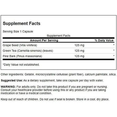 Swanson Grape Seed Green Tea & Pine Bark, 60 Capsule (Scoarta de pin, ceai verde, extract de seminte de struguri) BENEFICII Grap