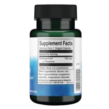 Swanson Suntheanine L-Theanine 100mg - 60 capsule BENEFICII L-TEANINA: induce relaxarea fara somnolenta, diminuarea simptomelor 