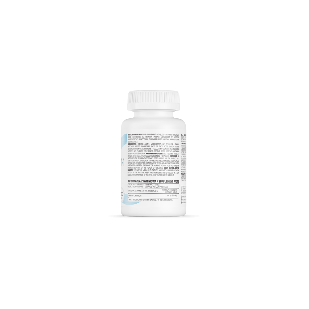 OstroVit Chromium 200, 200 tablete Proprietati ale ingredientelor continute in OstroVit Chrome: Ajuta la mentinerea unui metabol