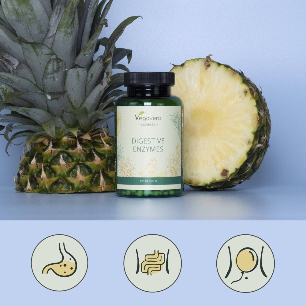Vegavero Digestive Enzymes Complex, 120 Capsule (Complex de enzime digestive) Enzimele digestive sunt esentiale pentru o digesti