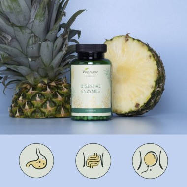 Vegavero Digestive Enzymes Complex, 120 Capsule (Complex de enzime digestive) Enzimele digestive sunt esentiale pentru o digesti