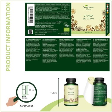 Vegavero Organic Chaga 600 mg, 90 Capsule BENEFICII CHAGA: ajuta la mentinerea functionarii normale a sistemului imunitar, contr